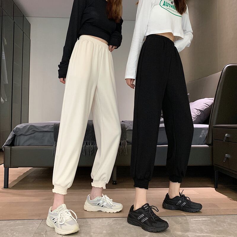 ブラックパンツ スプリングハイウェスト薄手カジュアル 春物 試着室43740701907