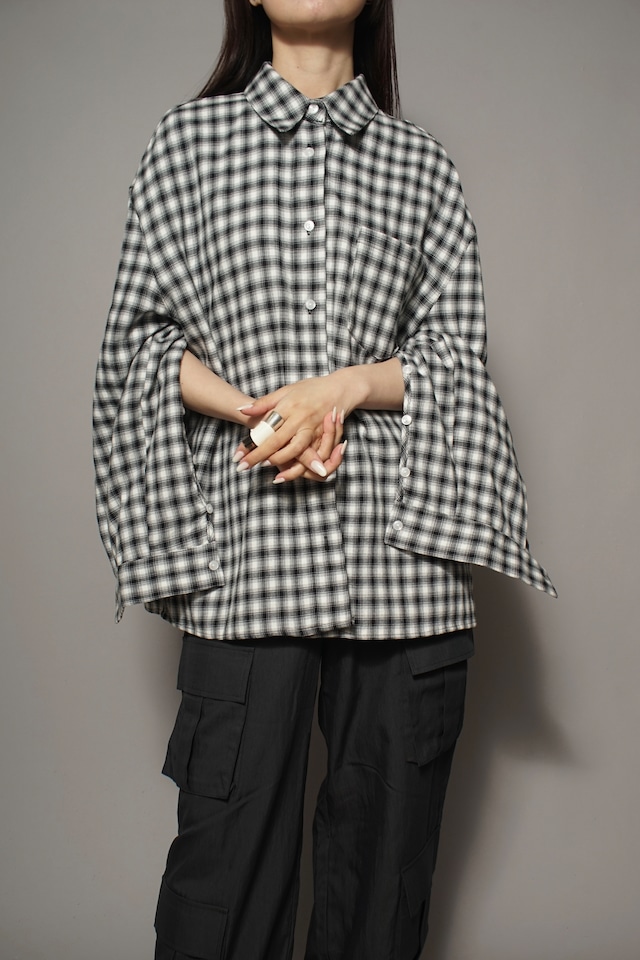 BUTTON SLEEVE SHIRT (BLACK) 2403-94-40