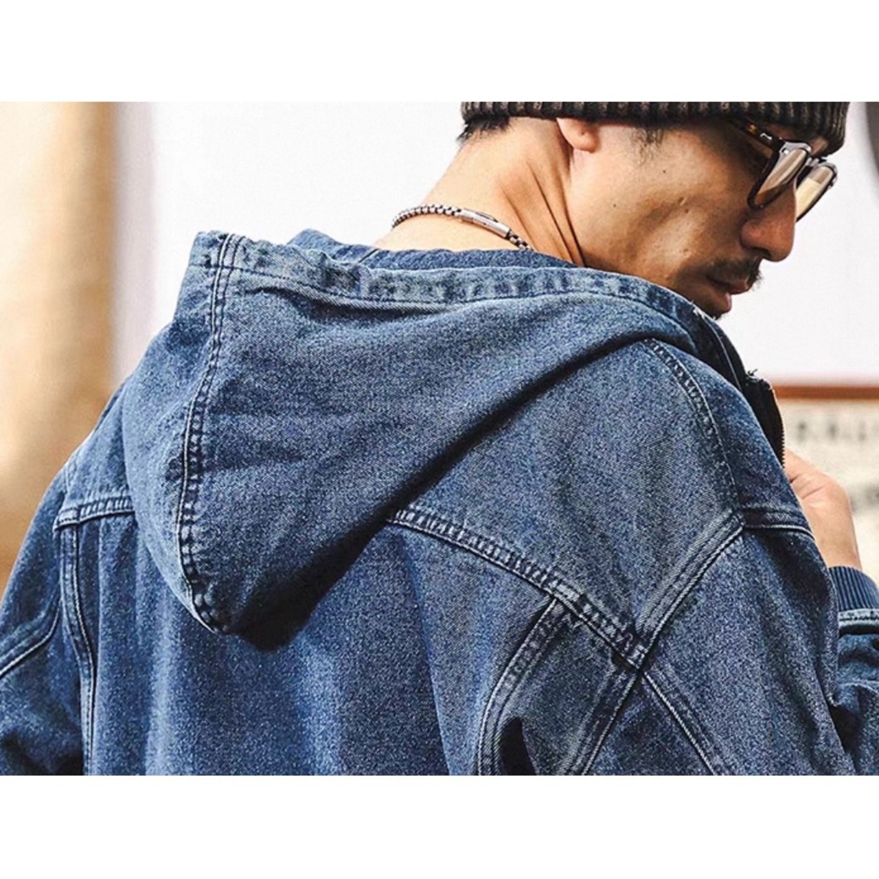 Denim zip hoodie jacket 1327 - 9