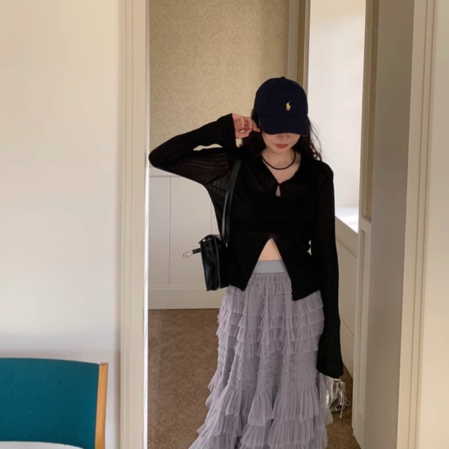 襟付きスリムニット