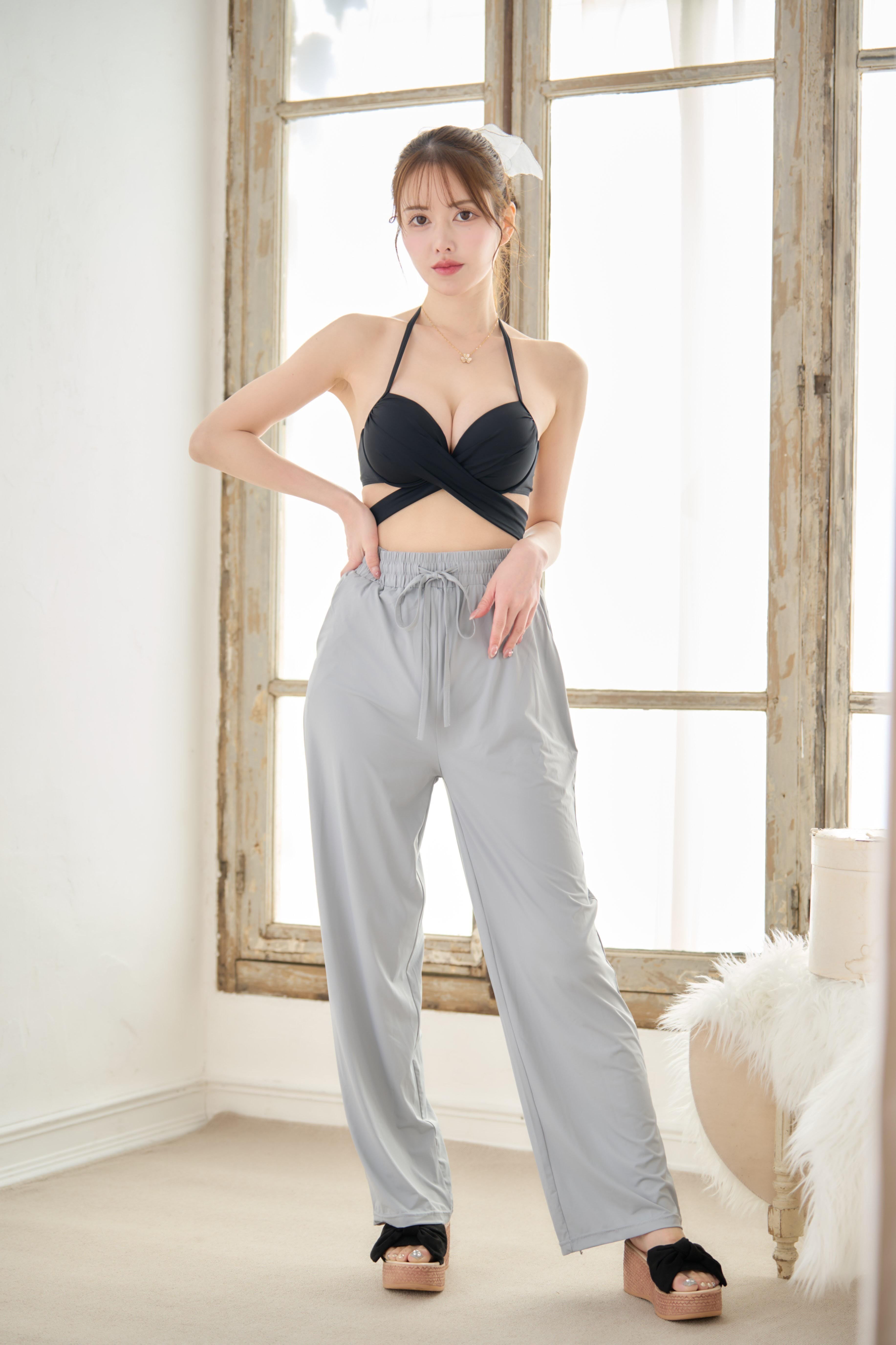 涼感素材UVカット】ラッシュガードロングパンツ 単品☆ブラック/グレー