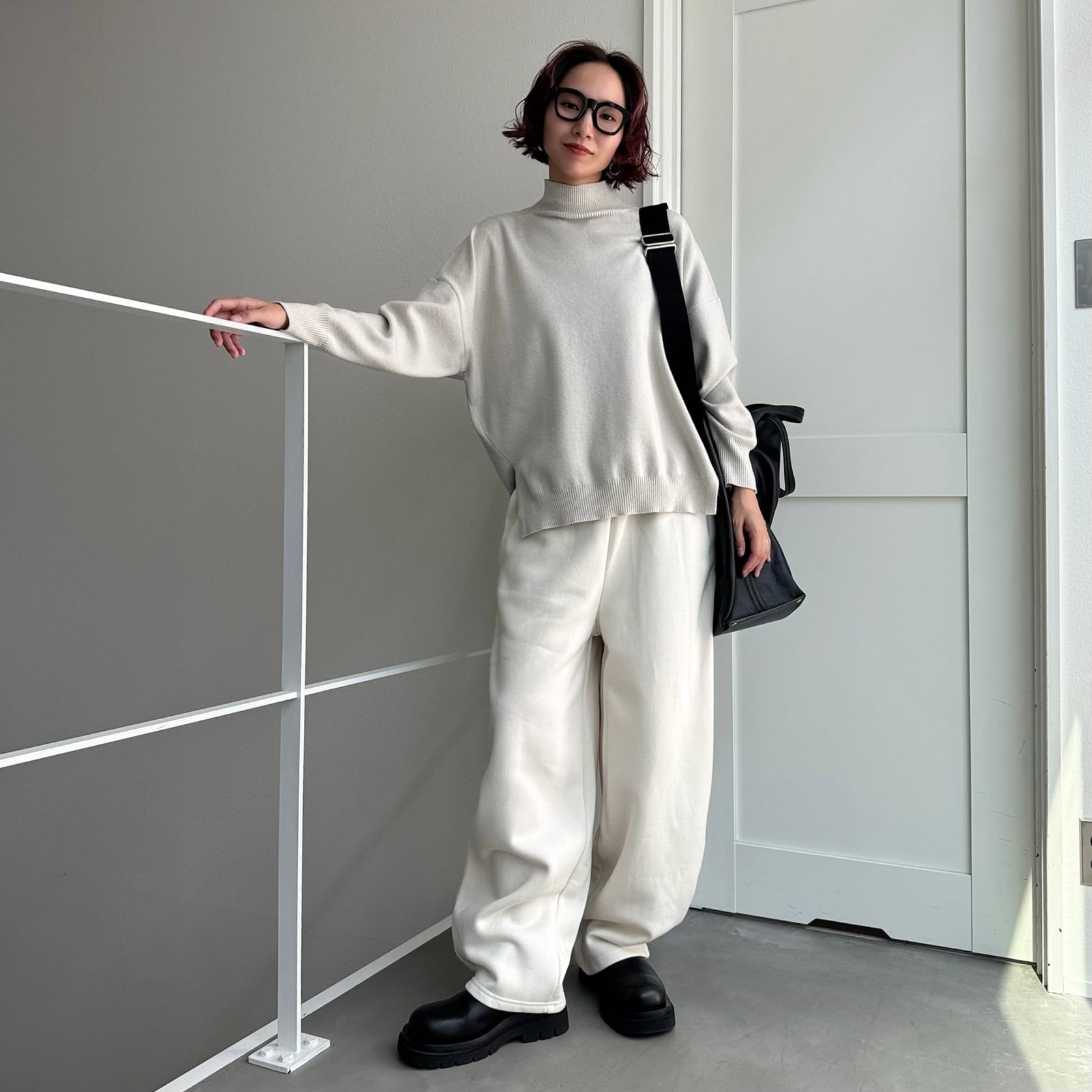 yawamochi high gauge design knit/ecru | CFT.