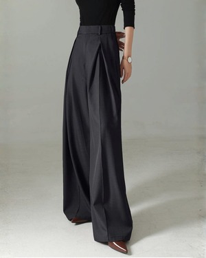 ハイウエストタックワイドパンツ 2color A0934