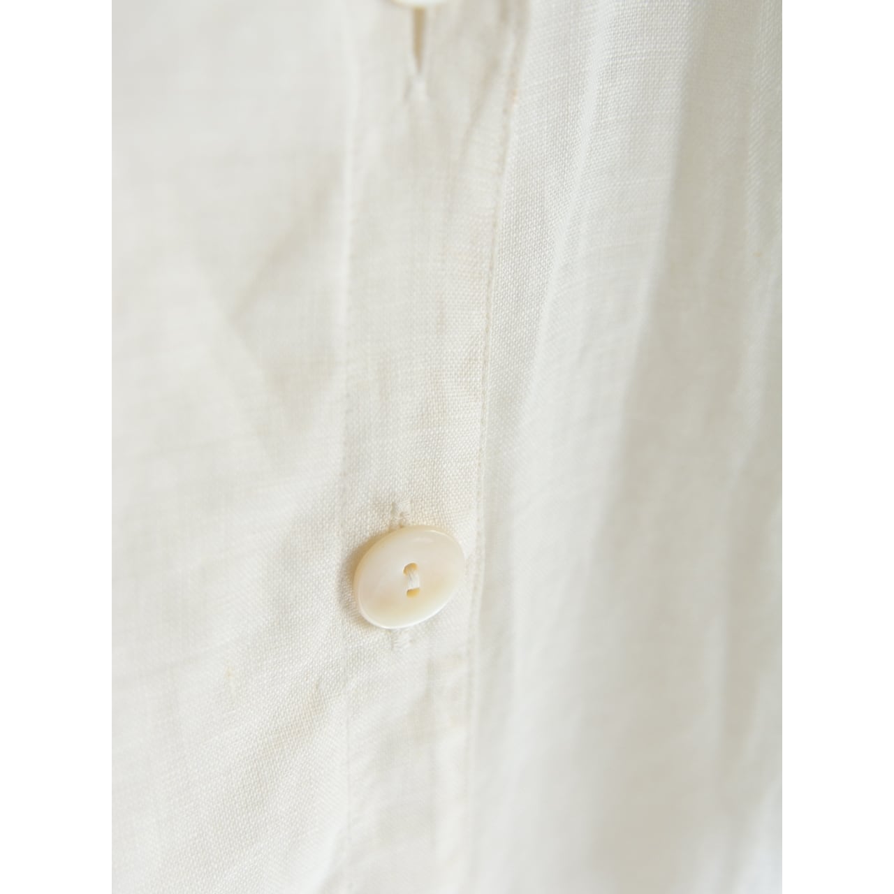 【JAEGER】Made in Great Britain 100% Linen H/S Collarless Blouse（イエーガー イギリス製 半袖ノーカラー リネンブラウス）