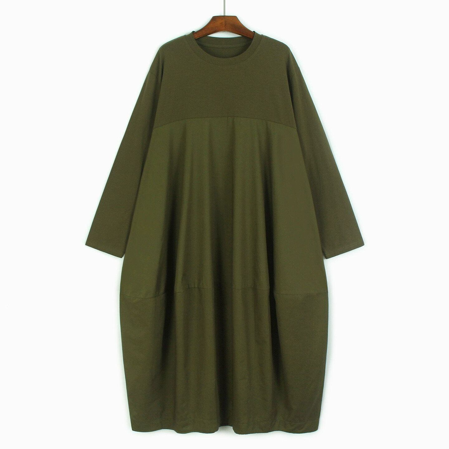 CURVED PANEL LONG SLEEVE RELAXED DRESS M-14531