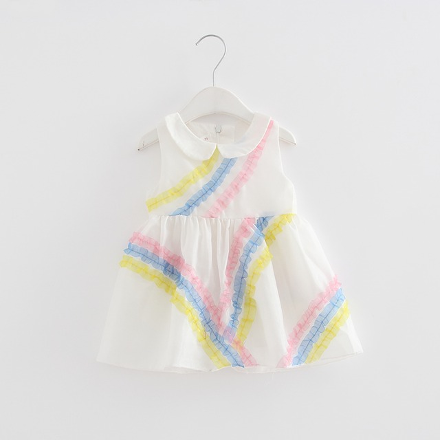 【即納】レインボー飾りのノースリワンピース