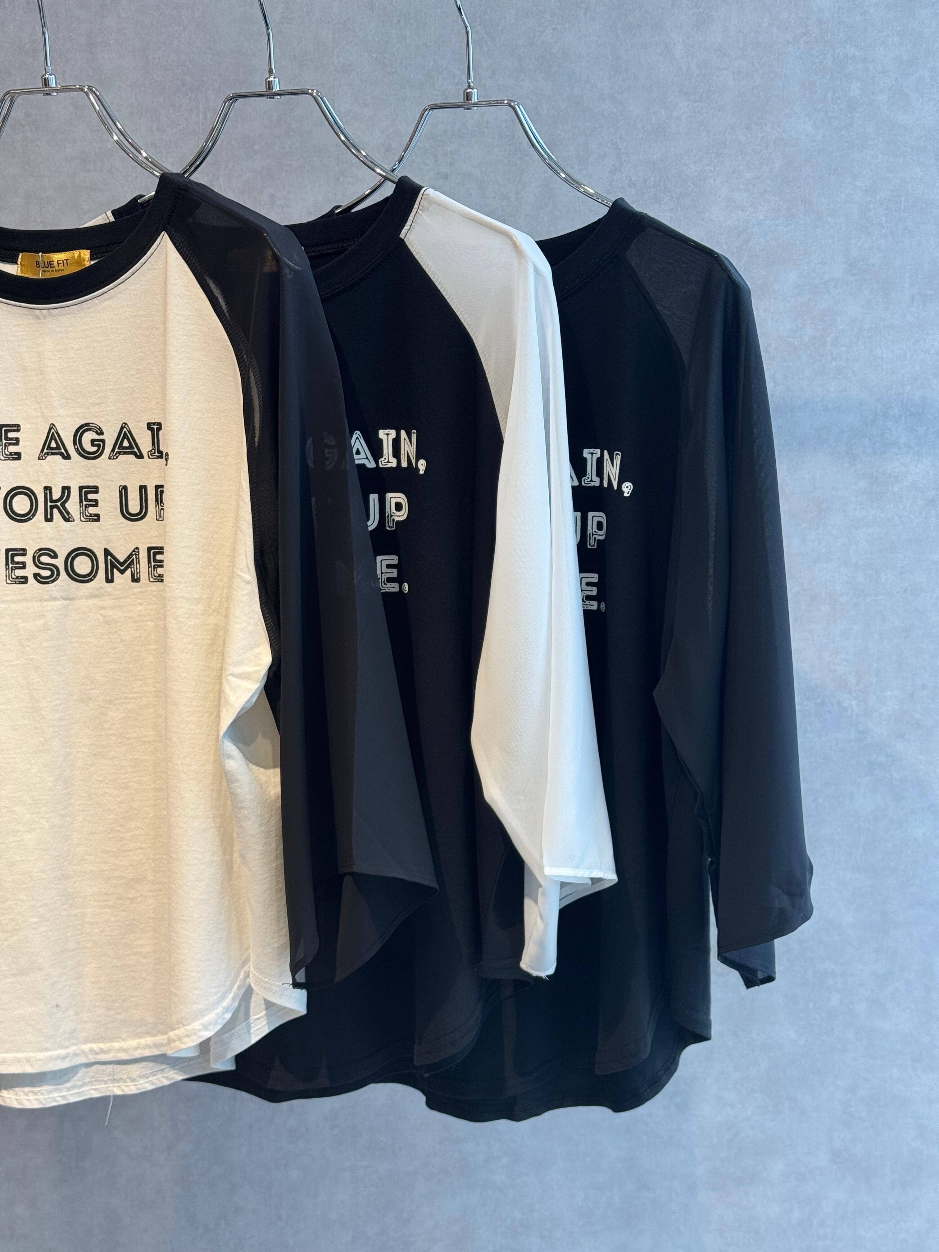 chiffon sleeve raglan T-shirt