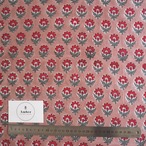 ブロックプリント生地【50cm単位】インド綿  小花柄 ココアブラウン×赤 #59835-BR2