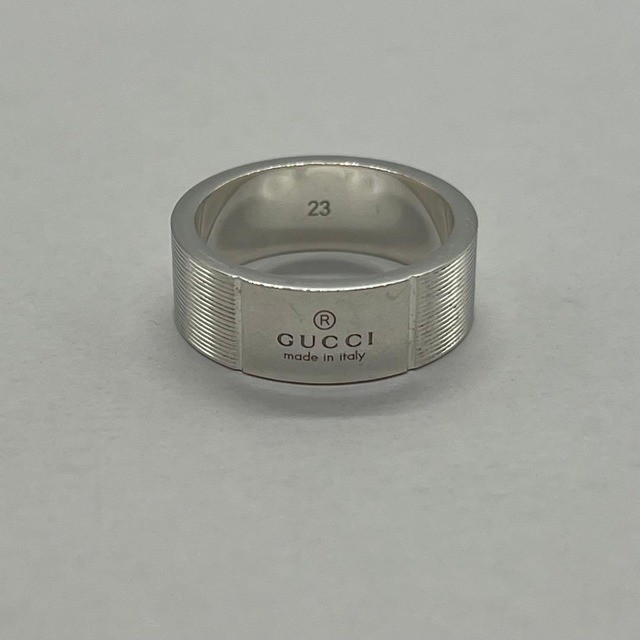グッチ GUCCI ロゴ ストライプ リング 表記サイズ23 Ag925 希少