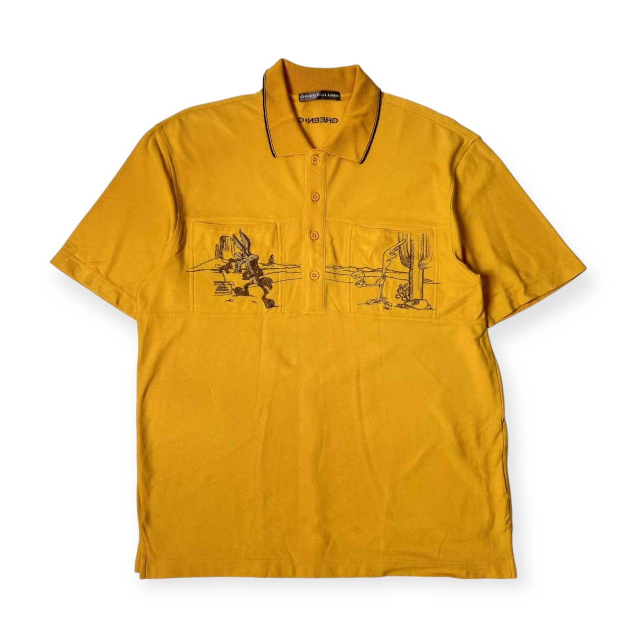 GREENCLUBS グリーンクラブ ワーナーコラボ 鹿の子 半袖 ポロシャツ 3/イエロー メンズ