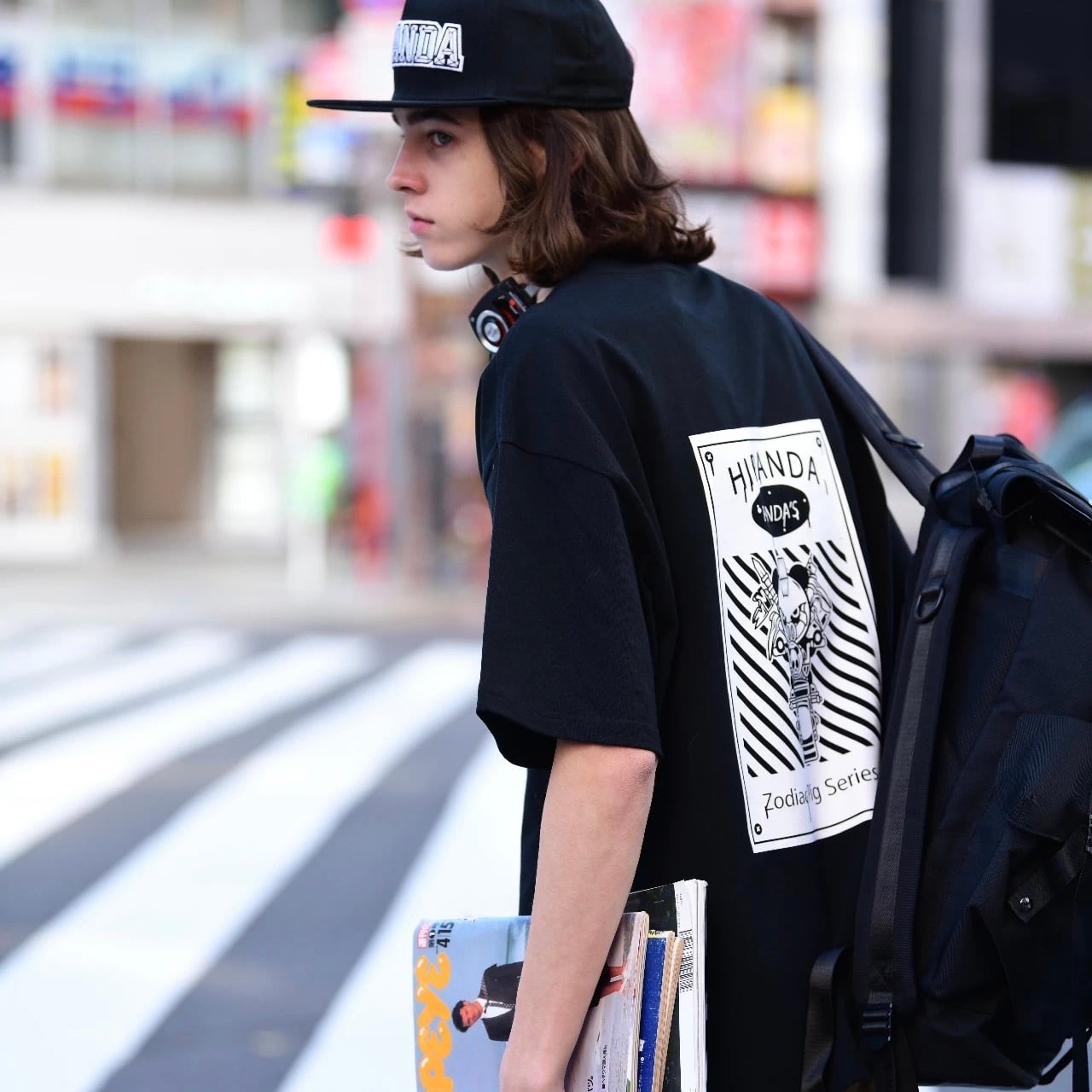 HIPANDA 】1014メンズ リフレクタープリントプリント Tシャツ MEN'S