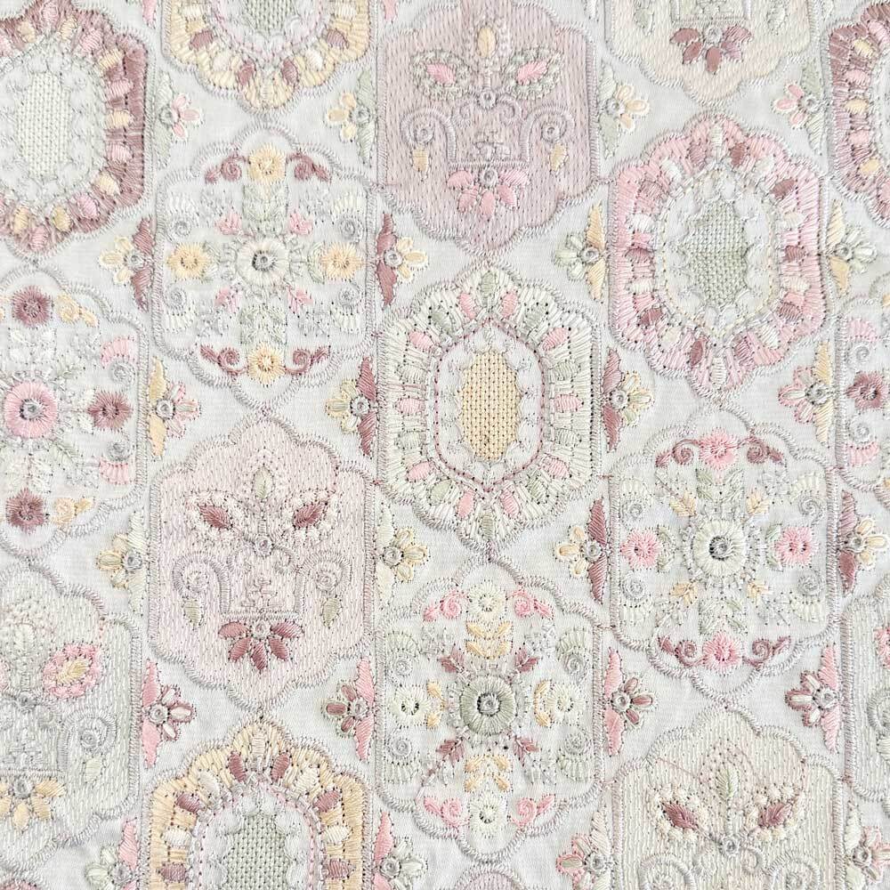 インド刺繍生地 フェアリードリーム ミルキーピンク 7118