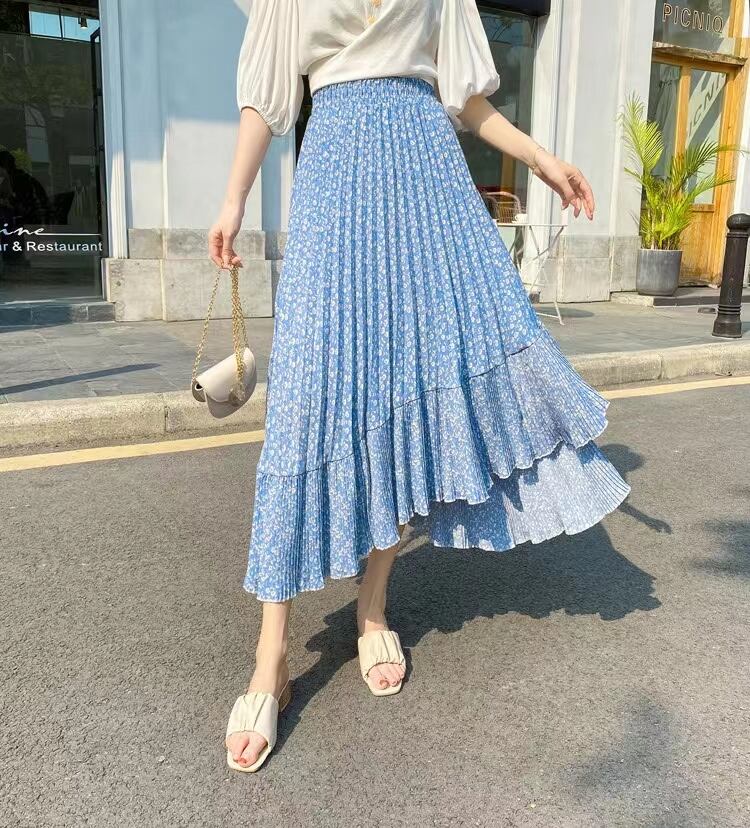 小花柄　プリーツスカート　AJ1365-E004