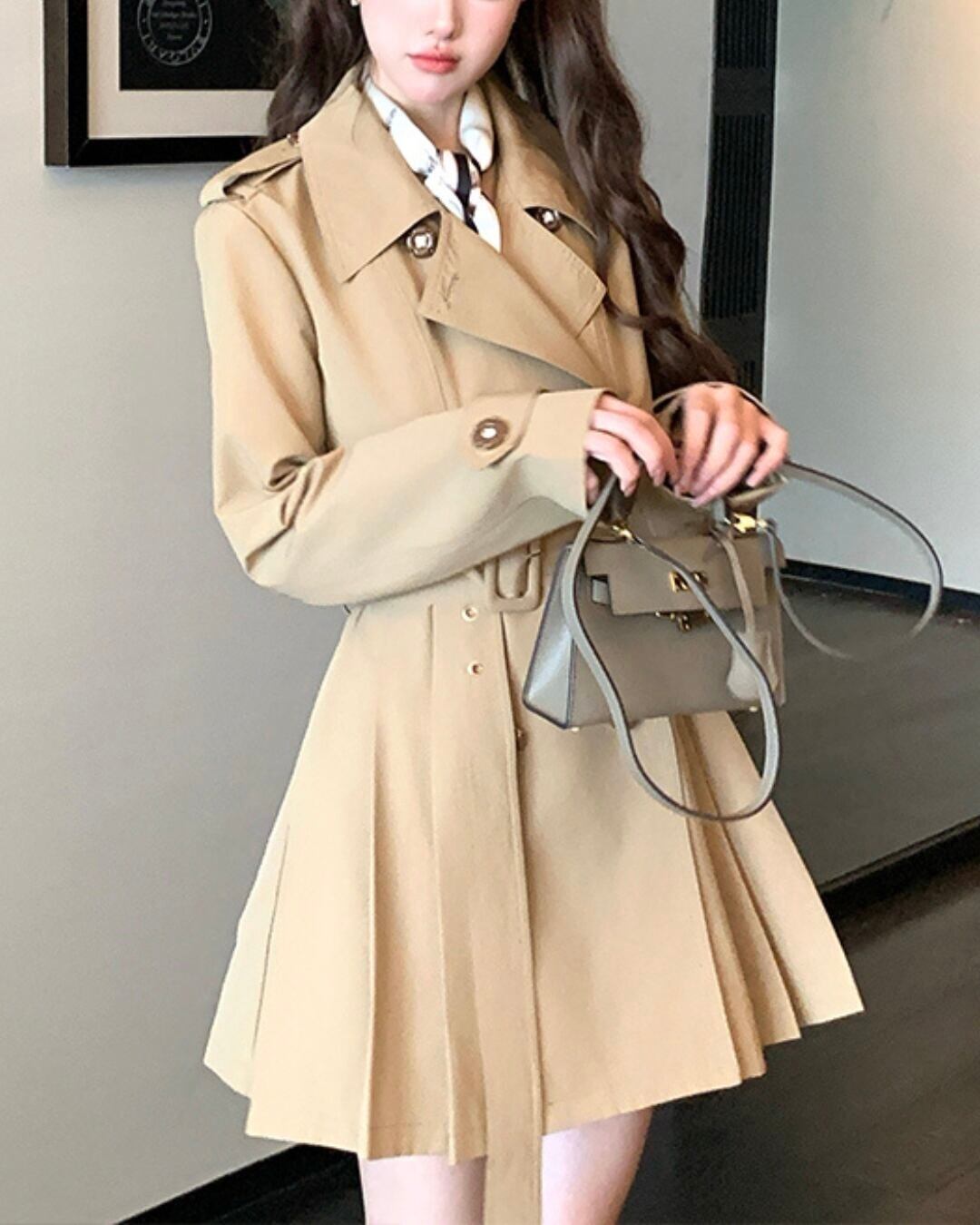 プリーツフレアミディトレンチコート 25WP08085