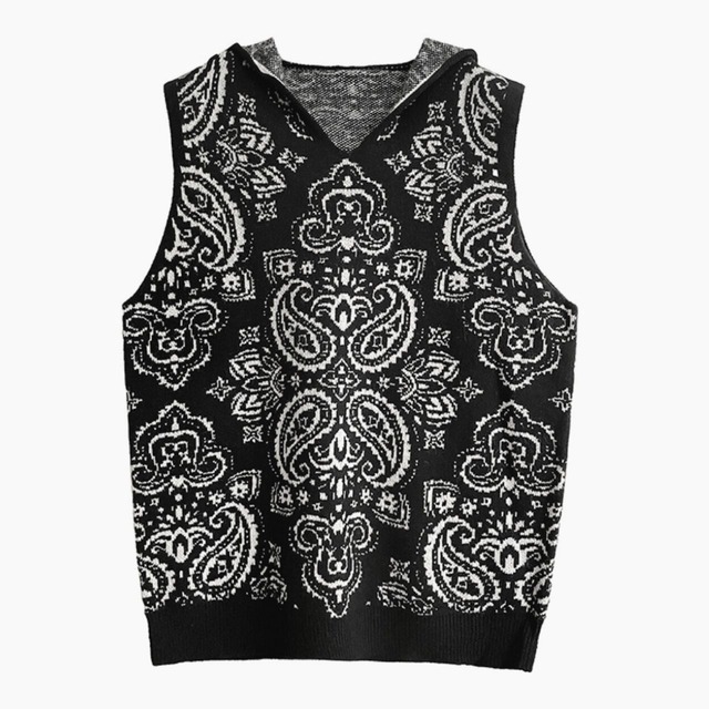 Paisley hoodie vest C0813