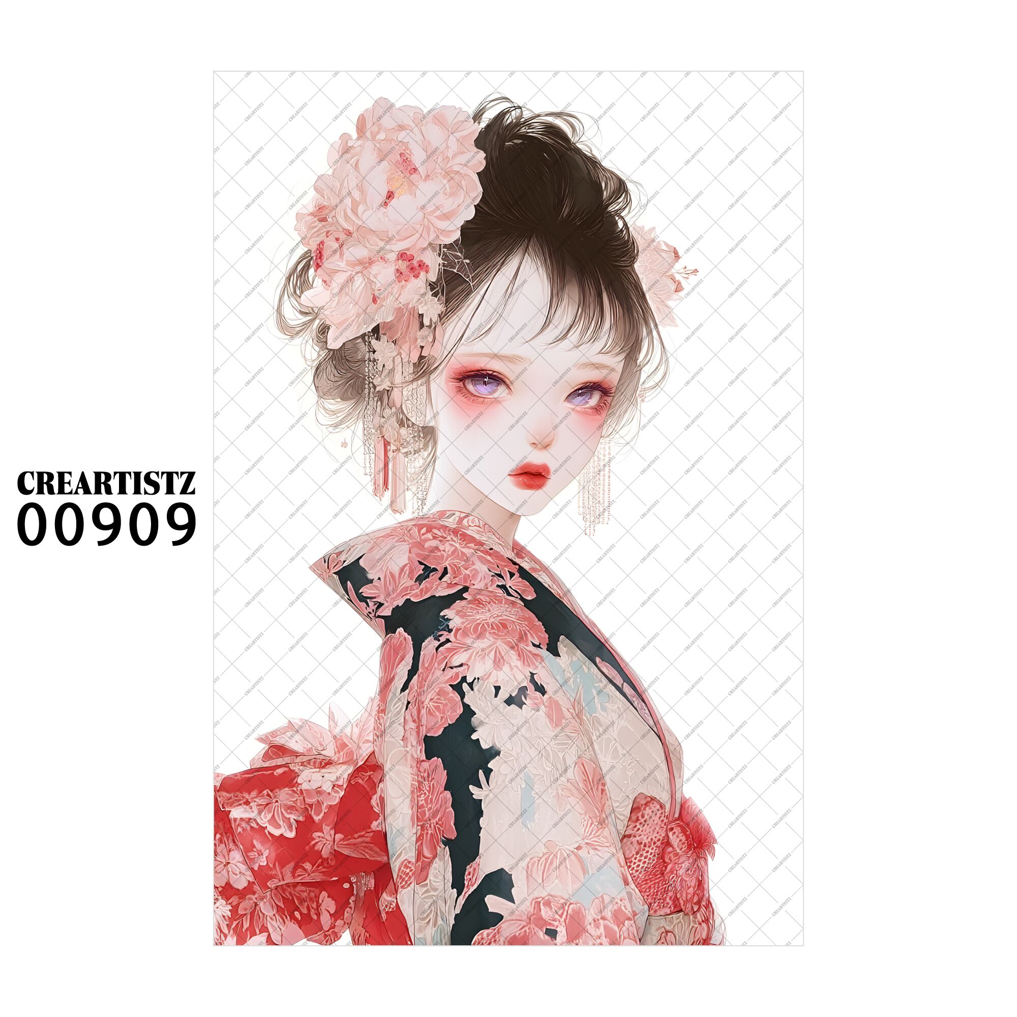 00909 ガール キュート オリジナル ペーパー/ステッカー 4枚セット CREARTISTZ