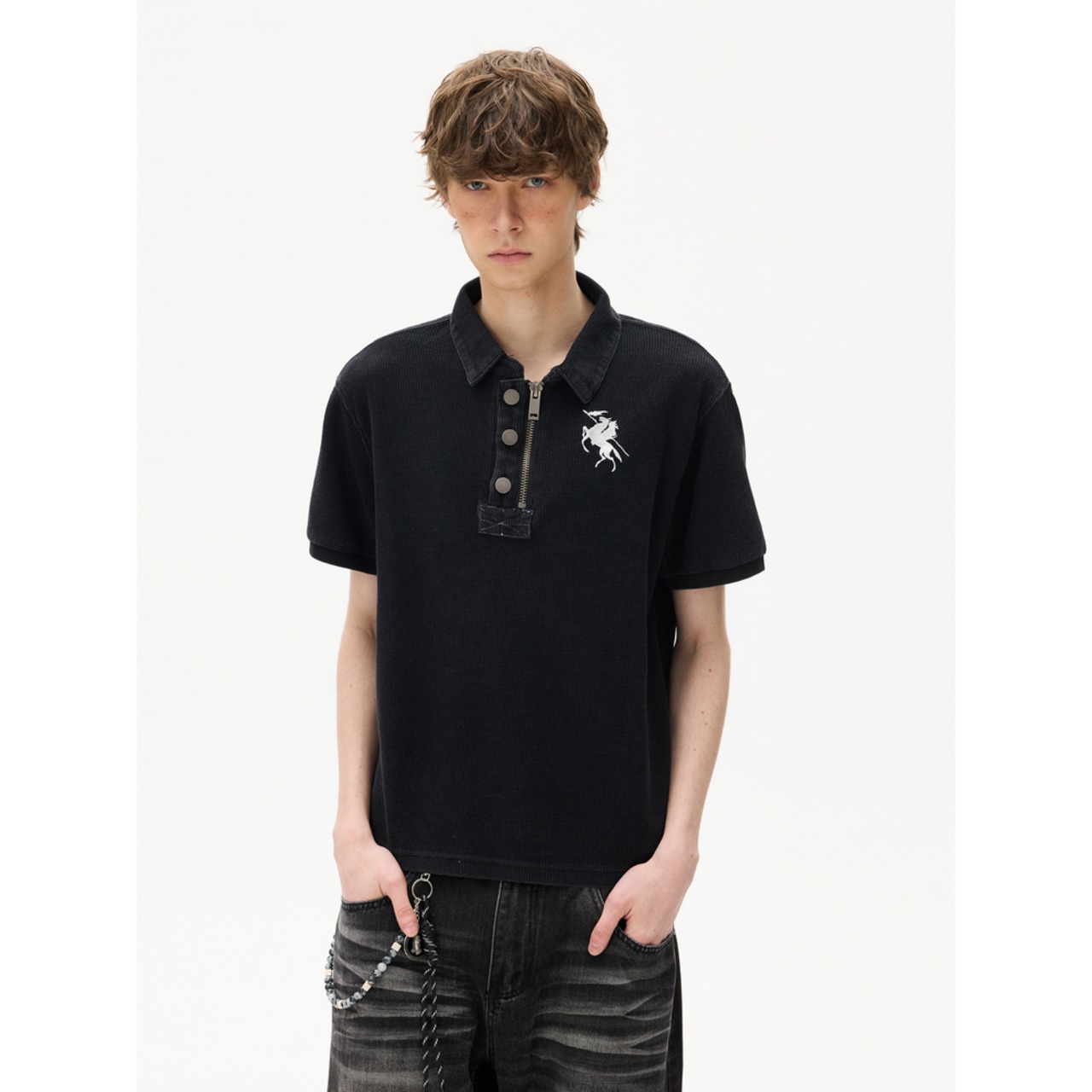 VINTAGE ストリート ハーフジッパー Tシャツ T2069