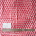 ブロックプリント生地【50cm単位】インド綿 小花柄 ピンク×カーキ #43788-PK1