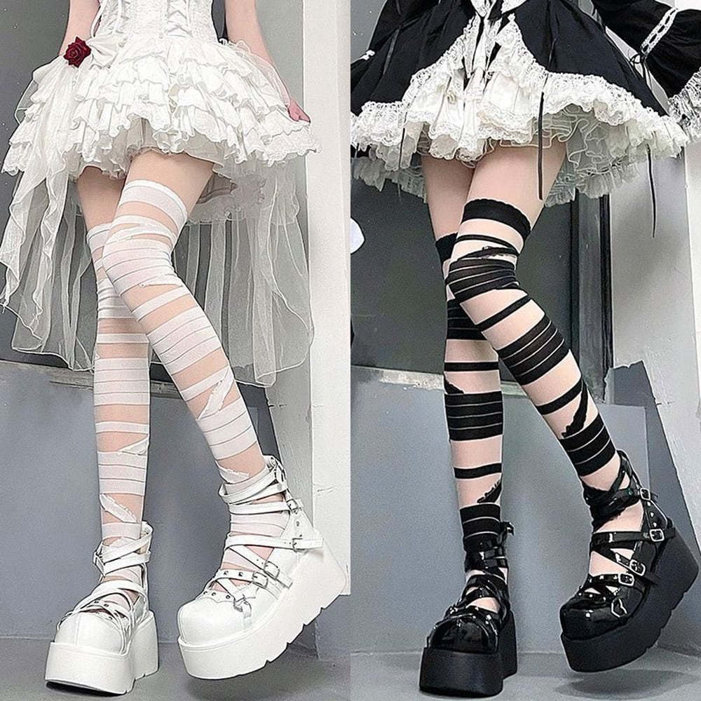 撮影用アイテム 包帯 ニーハイソックス ☆コスプレ等、撮影用、普段の