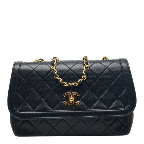 シャネル ココマーク マトラッセ チェーンショルダーバッグ ブラック ラムスキン レディース CHANEL 【中古】