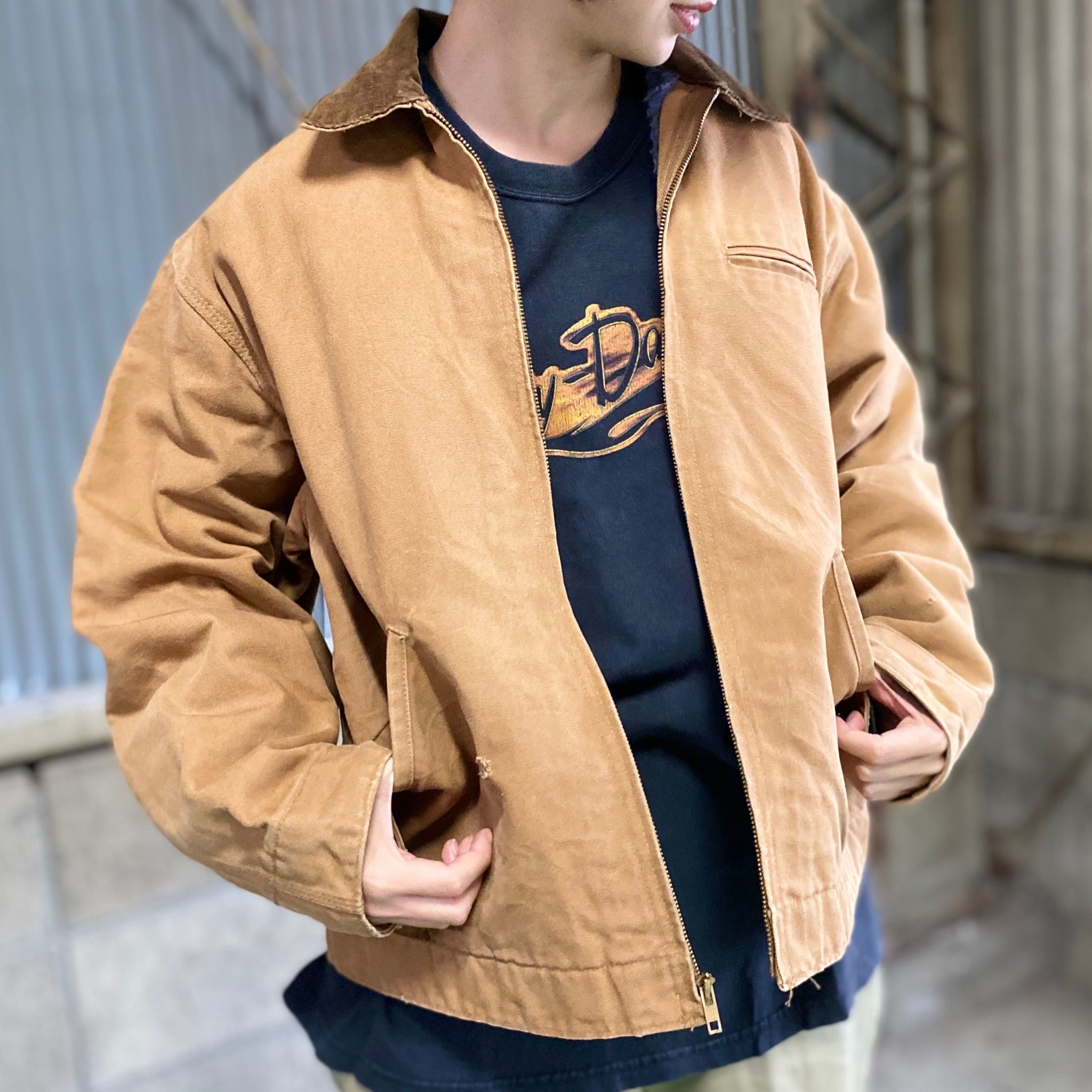 80年代 80s USA製 Carhartt カーハート デトロイトジャケット ワークジャケット ヴィンテージ ビンテージ ダック地  ブランケットライナー ブラウン 茶色 ベージュ メンズL相当 古着【ワークジャケット】 | cave 古着屋【公式】古着通販サイト