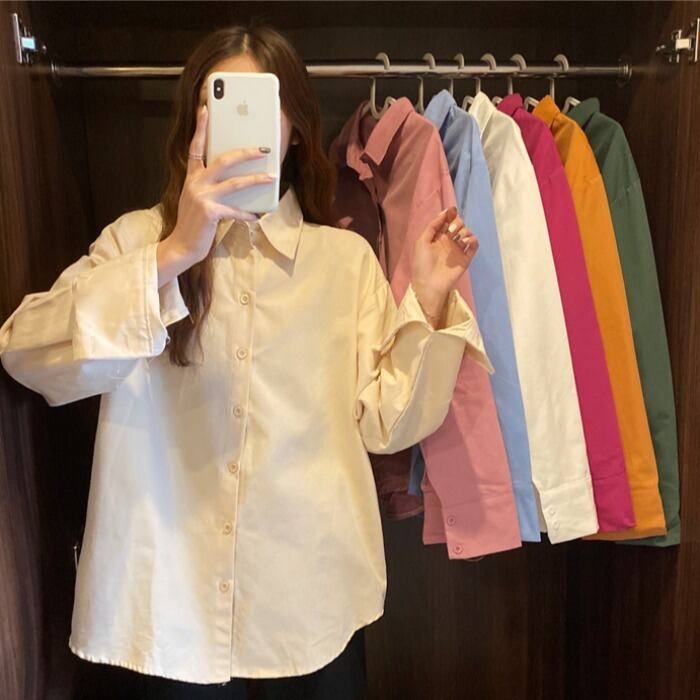 ホワイトシャツ スプリングルーズスリムトップス ロング 春物 YY-ファッション40116090469