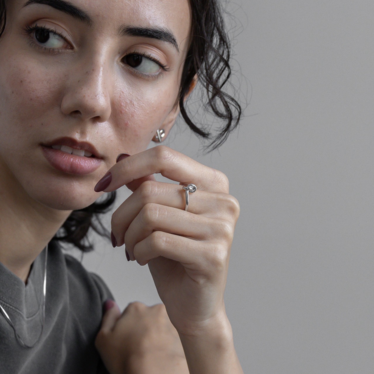 【ネコポス便】シルバー925　ノットオープンリング　（1329）