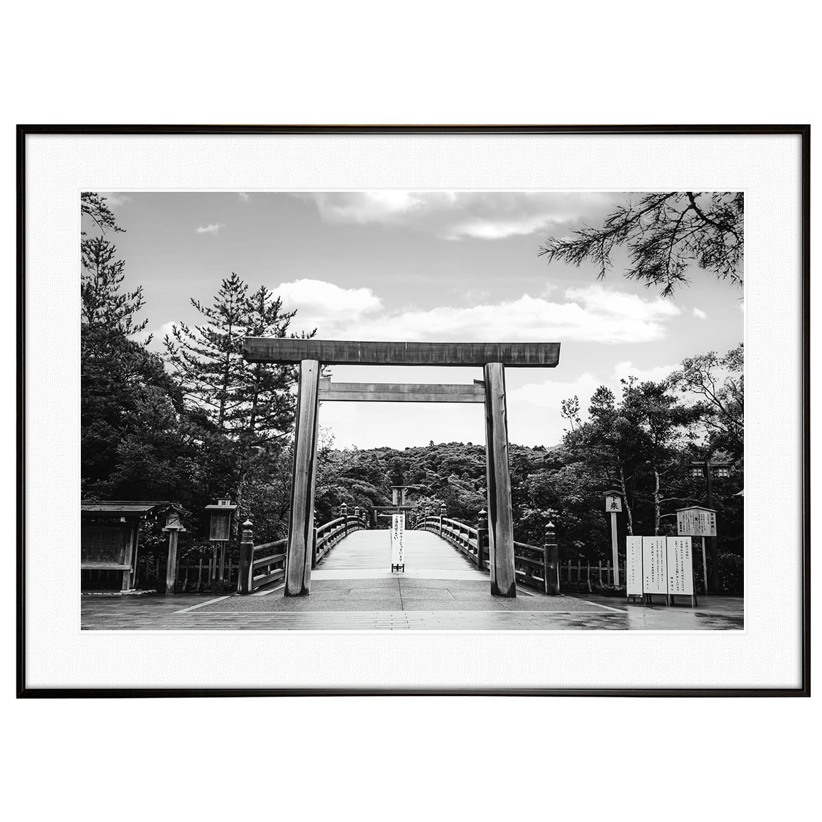 日本写真 三重県 伊勢神宮 皇大神宮(内宮) 宇治橋 インテリア モノクロ