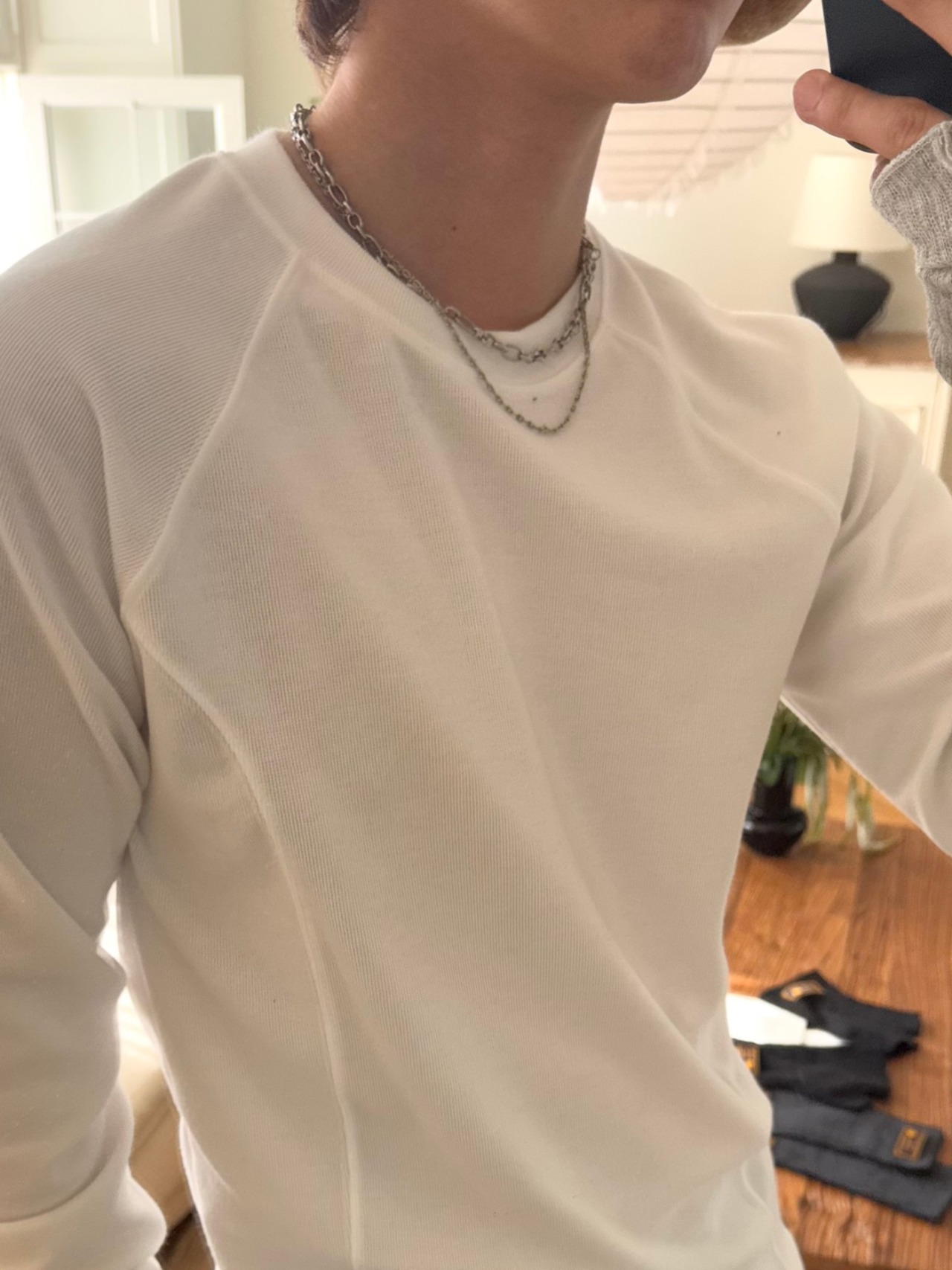 Double Layered Multi Chain Necklace (Silver) - 5