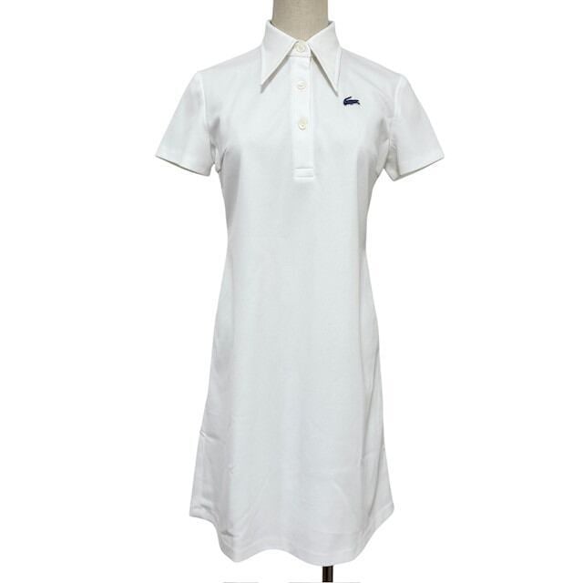 古着 シュミーズラコステ CHEMISE LACOSTE ポロシャツ ワンピース クリーニング済み 白 70s レトロ レディース Lサイズ 相当