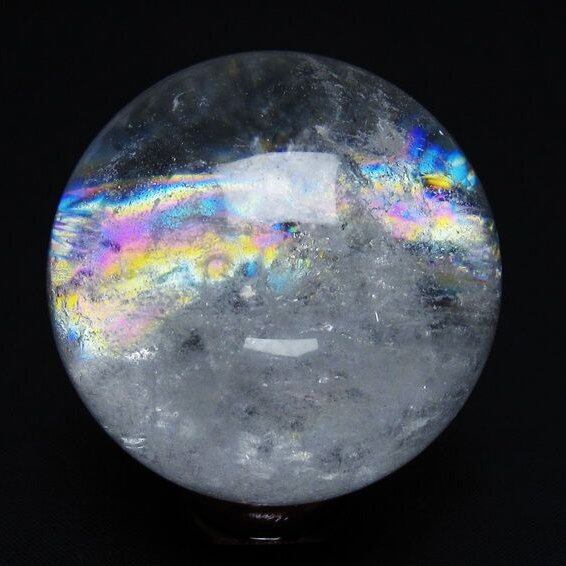 水晶 丸玉 虹入り 53mm スフィア 置物 水晶玉 一点物 151-8778