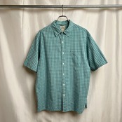 L.L.Bean シアサッカー チェック 胸ポケット 半袖シャツ M