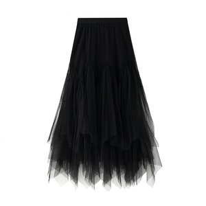 volume mesh pleated skirt m0006