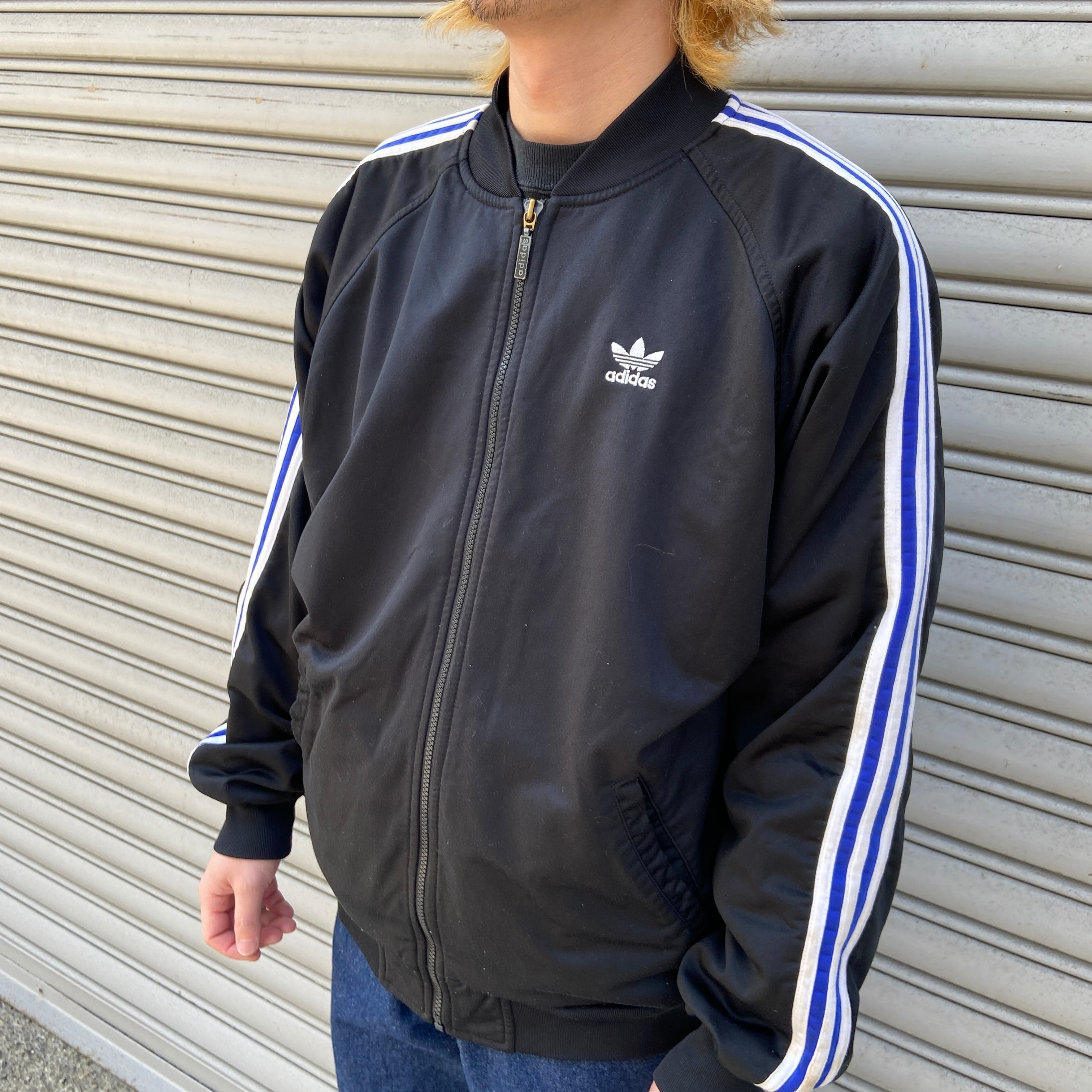 送料無料』80s adidas 万国旗タグ トラックジャケット ブラック M 黒  