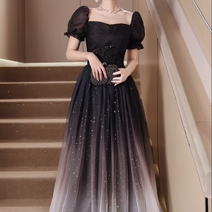 ラメ入りパフスリーブプリンセスドレス[sam064]