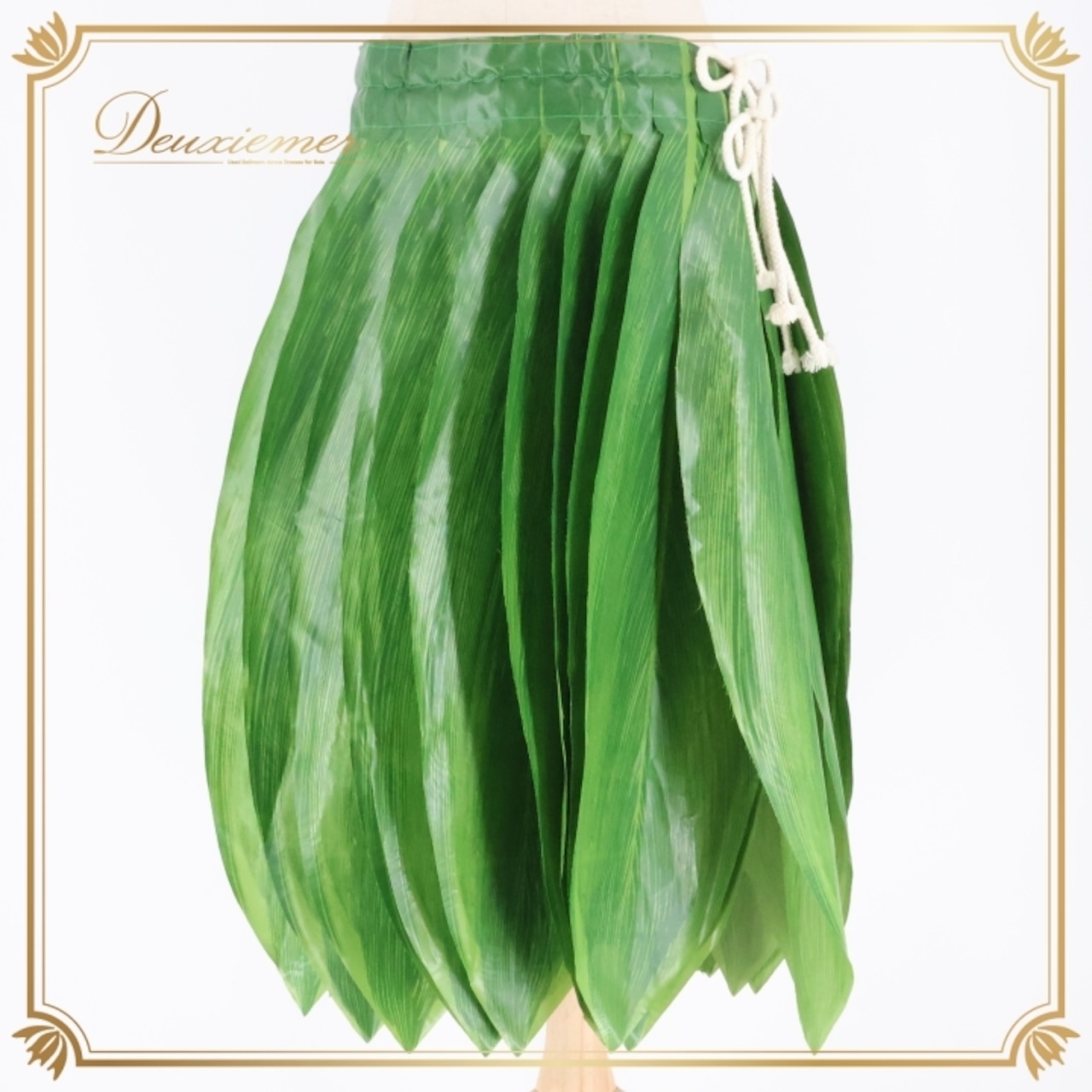 フラダンス 衣装 ティーリーフスカート グリーン系 タヒチアン 緑 葉っぱ 華やか 鮮やか 明るい かわいい スカート ハワイアン アロハ ハワイアンプリント フラ ダンス レッスン 練習 アロハ衣装 踊り衣装 トロピカル衣装 ステージ衣装