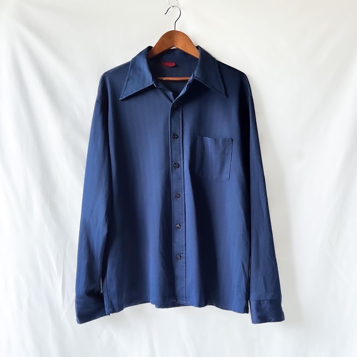 60s-70s “sears KINGS ROAD” vintage navy open collar shirt オープン