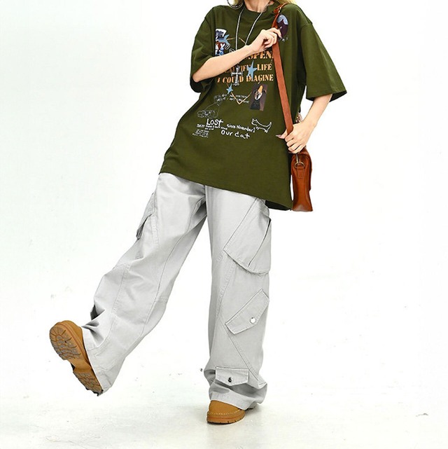 ハートコラージュグラフィックルーズTシャツ 2col   R01898