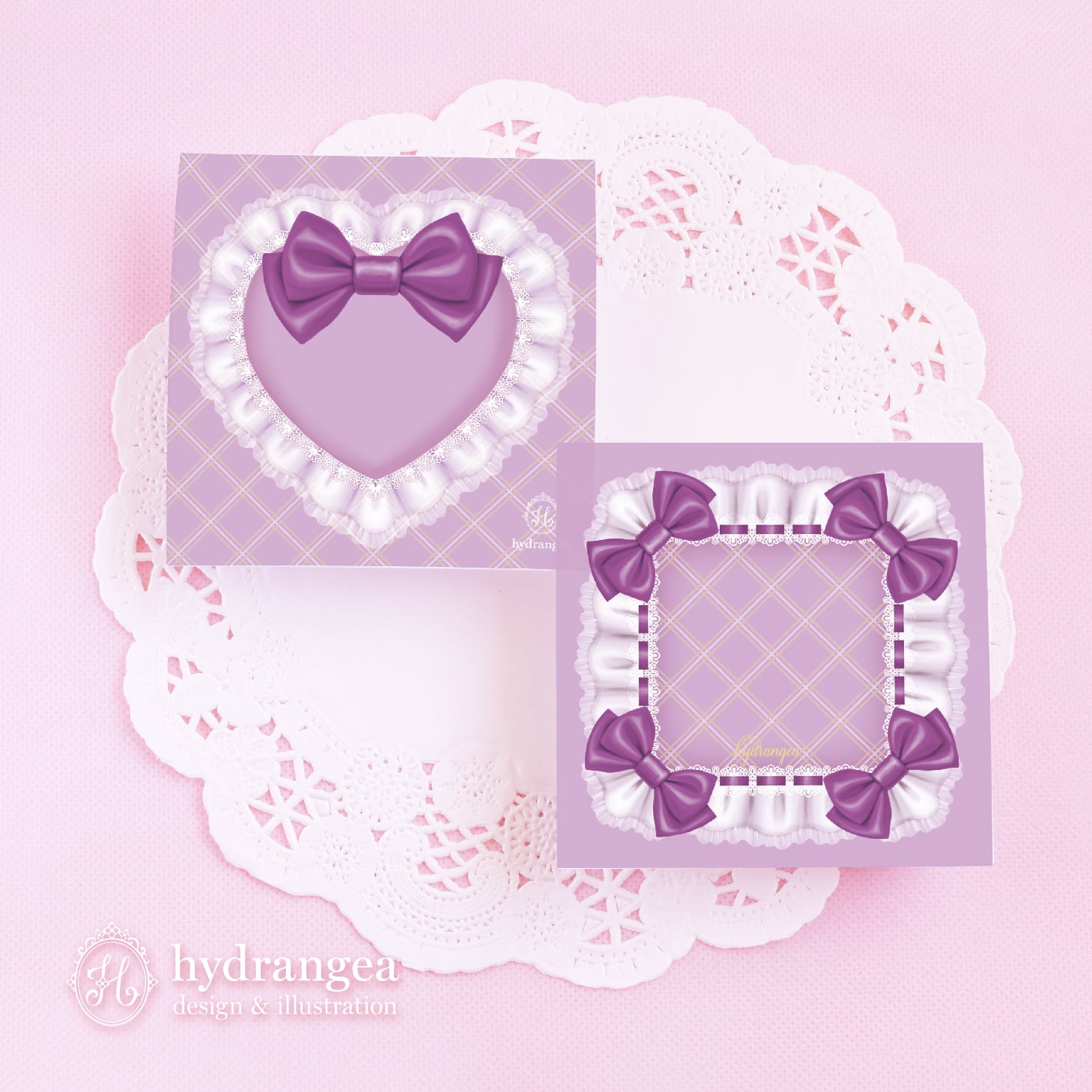 hydrangea 国内作家 バラメモ スクエアメモ 両面メモ ハート ピンク hydrangea