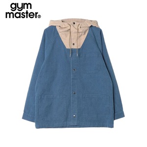 gym master ジムマスター ダック×ナイロン カラーコンビ カバーオールパーカー フード付き ワークジャケット メンズ G821734 ネイビー
