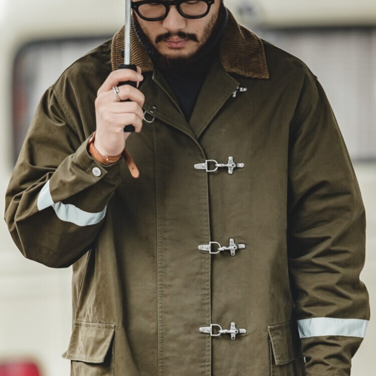 Amy Green Corduroy Collar Coat / アーミーグリーン コーデュロイ カラー コート
