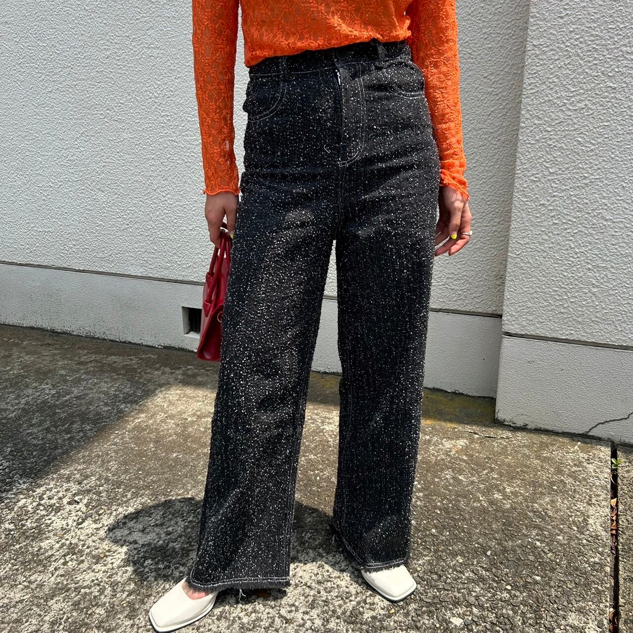 フリンジカットハイウエストストレートパンツ_LN02924