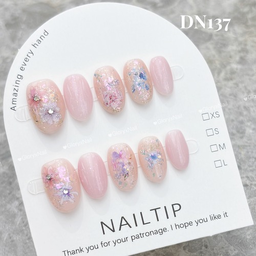 DN137 ネイルチップ　ハンドメイド 長さ選べる　写真はショートオーバル 　サイズXS/S/M/L　ツールキット付き　収納ケースあり　