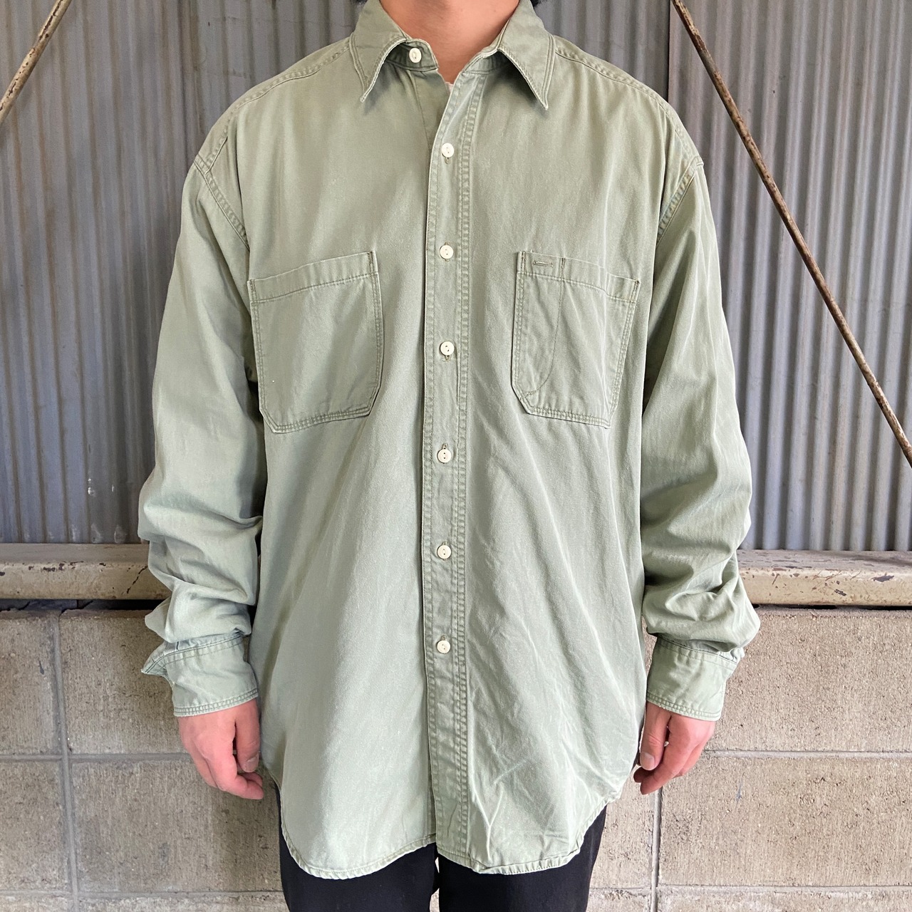 90年代 OLD GAP オールドギャップ 無地 コットン 長袖シャツ メンズL 