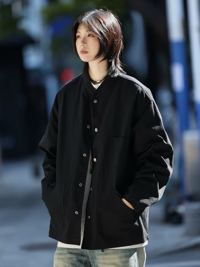 スタンドカラーコットンジャケット / Stand Collar Cotton Jacket
