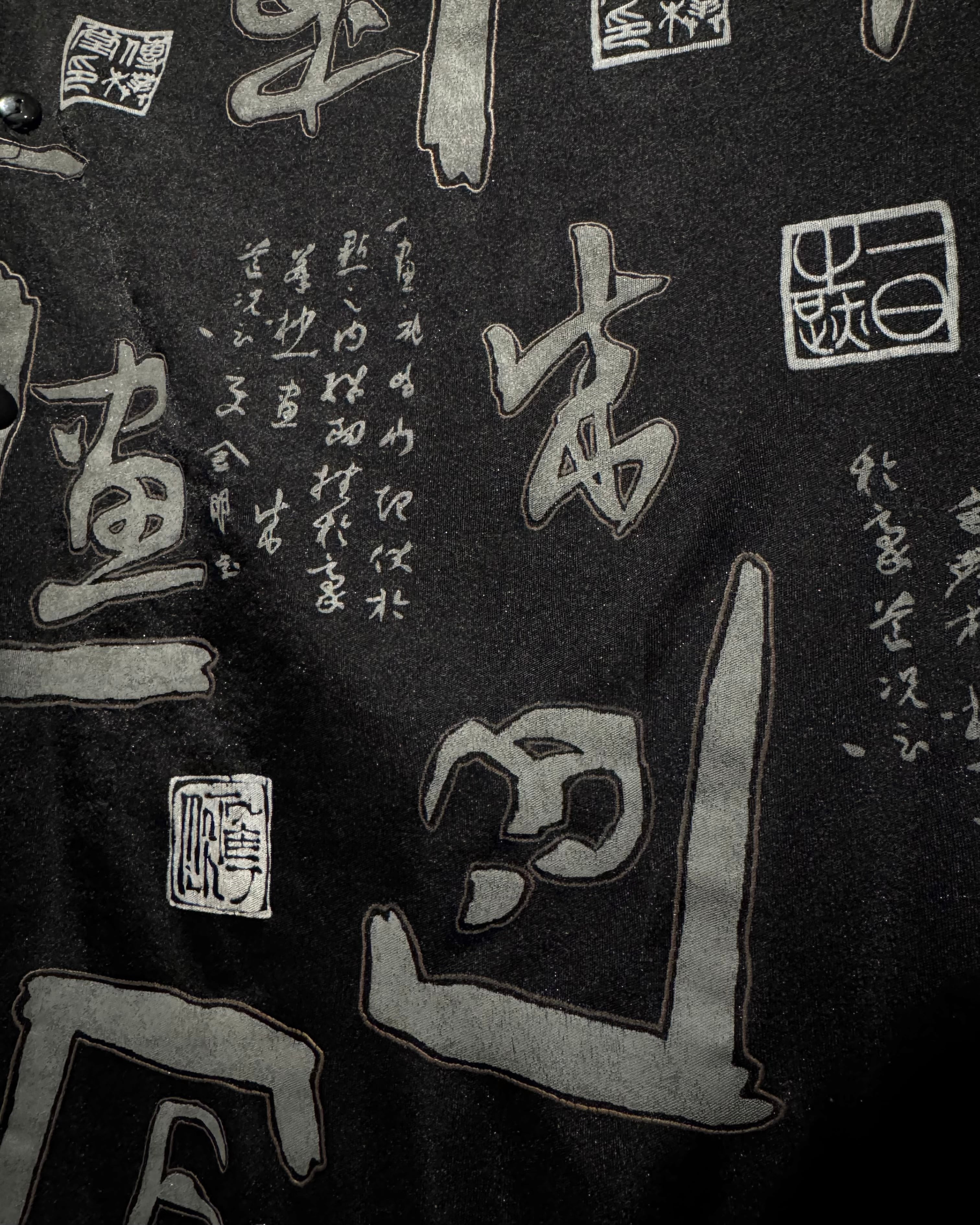 Caka】90's “漢字” Pattern Vintage S/S Open Collar Shirt | Caka