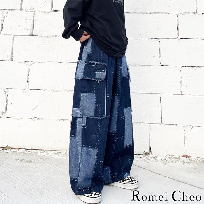 お支払い確認後20日以内発送】RomelCheo リメイク風 パッチ 切替
