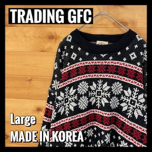 【GFC】韓国製 ノルディック 柄ニット セーター 総柄 メンズL アメリカ古着