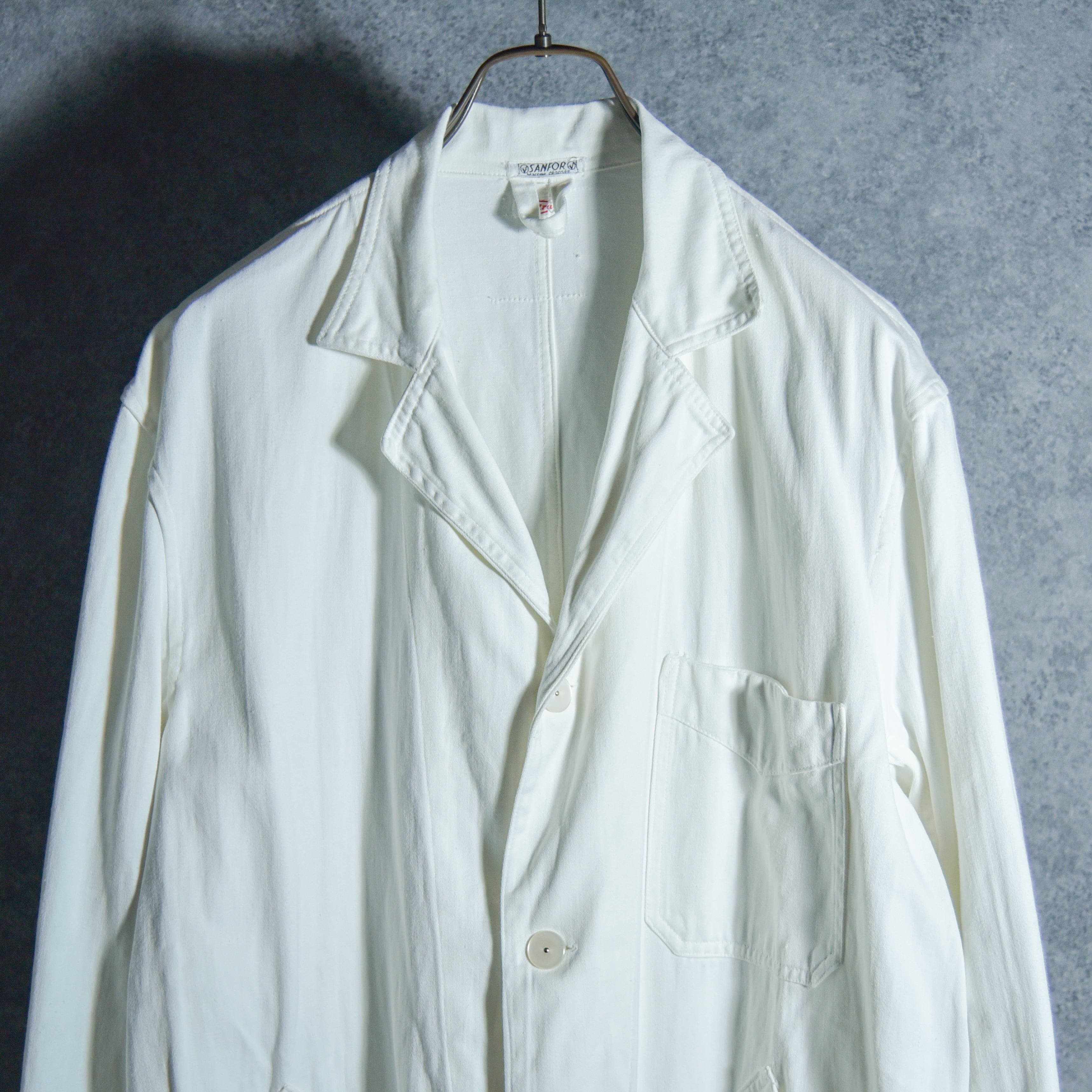 50s French Work Change Button White Work Coat フレンチワーク
