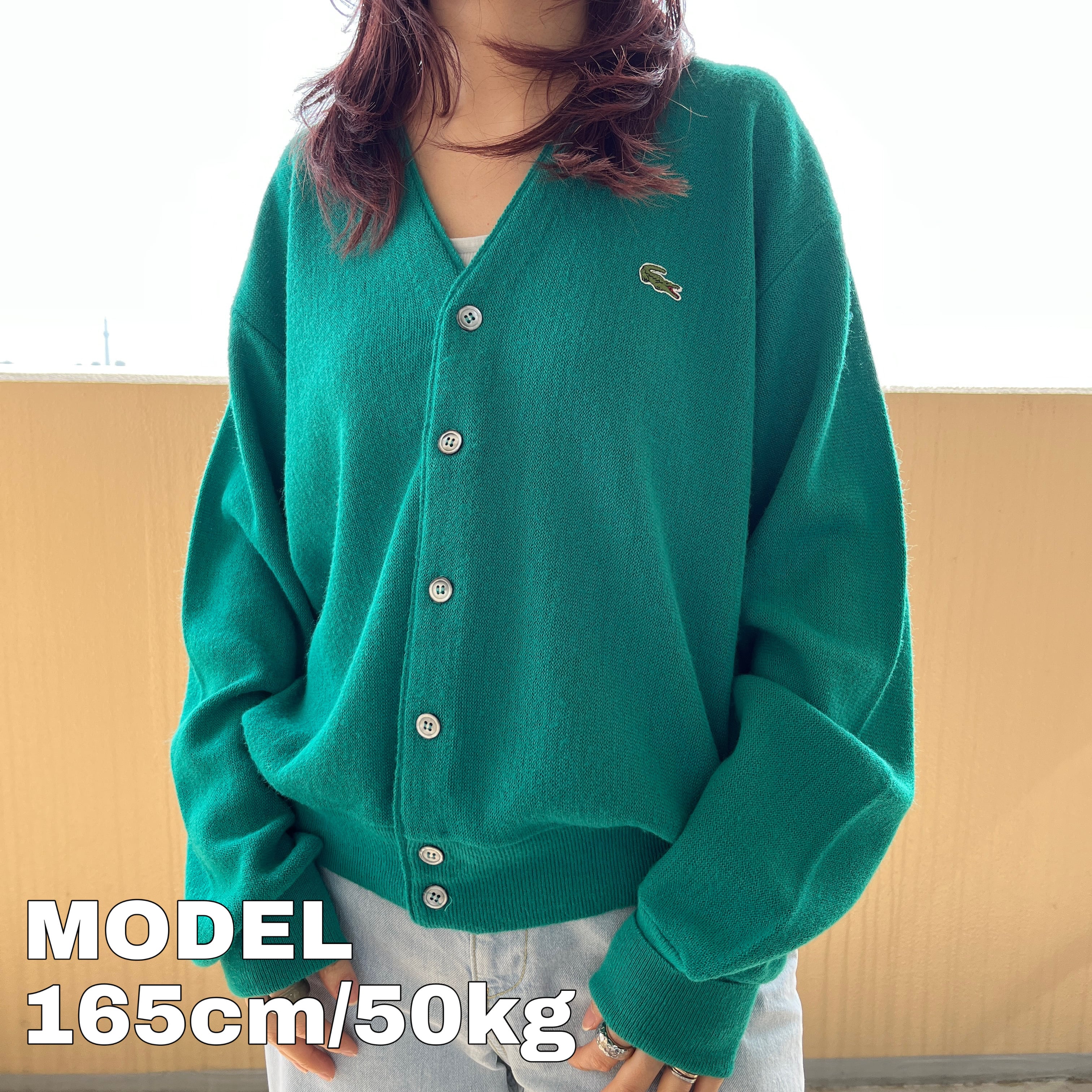 IZOD LACOSTE 90s カーディガンニット L グリーン あいみょん